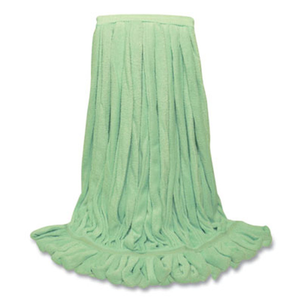 Echofiber Microfiber Loop Mop, Large, Split Microfiber, 16 X 16, 1.5" Headband, Green, 12/Carton