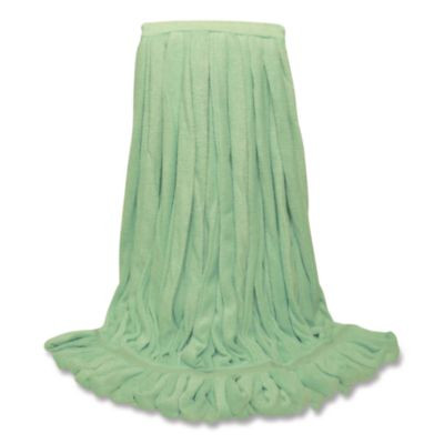 Echofiber Microfiber Loop Mop, Large, Split Microfiber, 16 X 16, 1.5" Headband, Green, 12/Carton