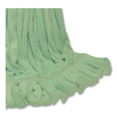 Echofiber Microfiber Loop Mop, Large, Split Microfiber, 16 X 16, 1.5" Headband, Green, 12/Carton