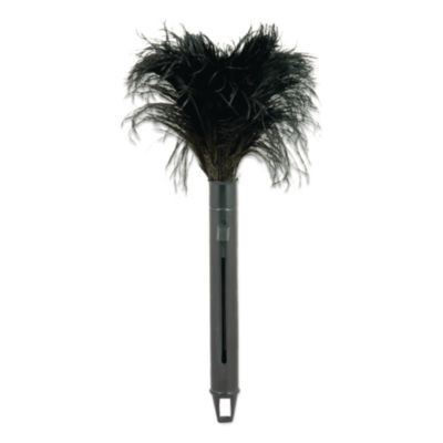 Pop Top Feather Duster, Ostrich, 9" To 14" Handle, Black