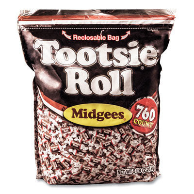 Midgees, Chocolate, 5 Lb Bag, 760 Pieces