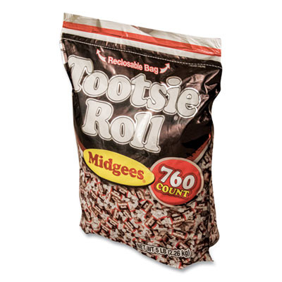 Midgees, Chocolate, 5 Lb Bag, 760 Pieces