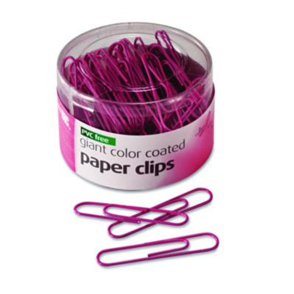Pink Coated Paper Clips, Breast Cancer Awareness, Giant, Pet-Coated, Pink, 80/Pack