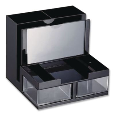 Versaplus Desk Organizer,7 Compartments, Plastic, 6.19 x 6.31 x 5.5, Black