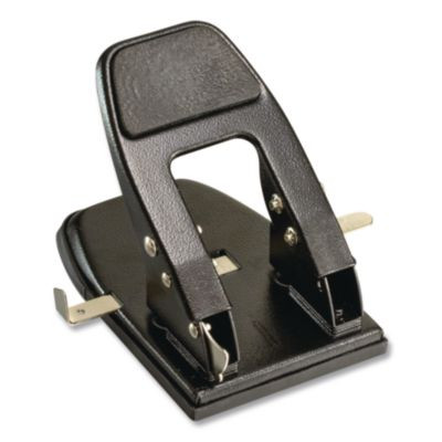 50-Sheet Heavy-Duty Two-Hole Punch With Padded Handle, 1/4" Holes, Black
