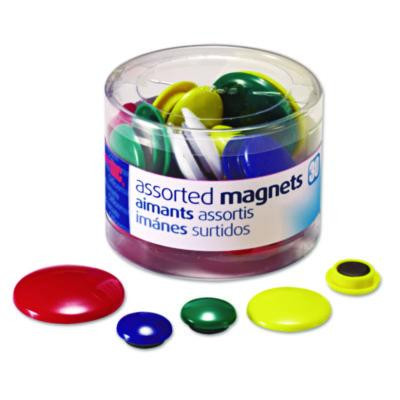 Assorted Magnets, Circles, Assorted Sizes: (12) Small, (12) Medium, (6) Large, Assorted Colors, 30/Pack