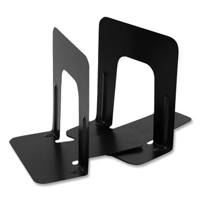 Steel Bookends, Nonskid Base, 4.75 x 5.13 x 5, Black, Pair
