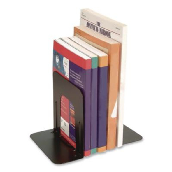 Steel Bookends, Nonskid Base, 5.88 x 8.25 x 9, Black, Pair