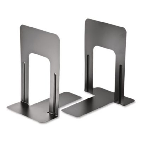 Steel Bookends, Nonskid Base, 5.88 x 8.25 x 9, Black, Pair