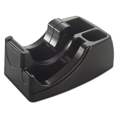 Recycled 2-In-1 Heavy Duty Tape Dispenser, 1" And 3" Cores, Plastic, Black