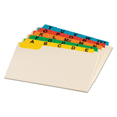 Manila Index Card Guides With Laminated Tabs, 1/5-Cut Top Tab, A To Z, 3 X 5, Manila, 25/Set