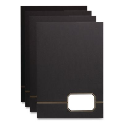 Monogram Executive Twin Pocket Folders, Accommodates (80) 11 x 8.5 Sheets, Black/Gold, 4/Pack