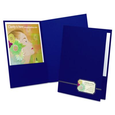 Monogram Executive Twin Pocket Folders, Accommodates (80) 11 x 8.5 Sheets, Blue/Gold, 4/Pack