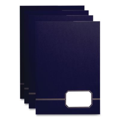 Monogram Executive Twin Pocket Folders, Accommodates (80) 11 x 8.5 Sheets, Blue/Gold, 4/Pack