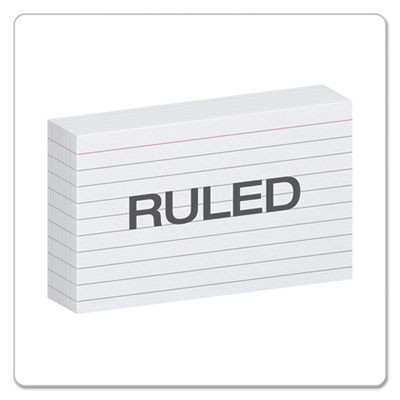 Ruled Index Cards, 3 X 5, White, 100/Pack