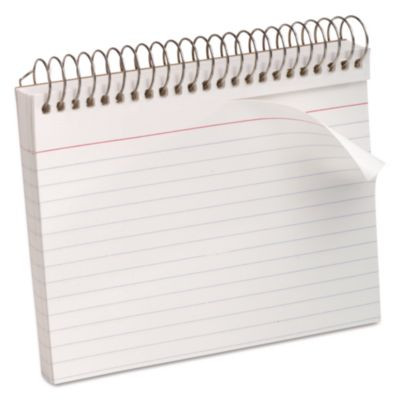 Spiral Index Cards, Ruled, 4 X 6, White, 50/Pack