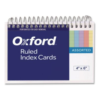 Spiral Index Cards, Ruled, 4 X 6, Assorted, 50/Pack