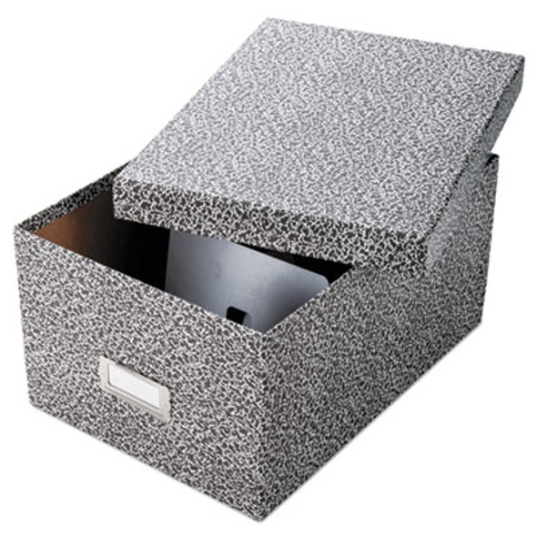 Reinforced Board Card File, Lift-Off Cover, Holds 1,200 5 X 8 Cards, 8.13 X 11 X 5.75, Black/White