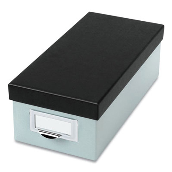 Index Card Storage Box, Holds 1,000 3 X 5 Cards, 5.5 X 11.5 X 3.88, Pressboard, Blue Fog/Black