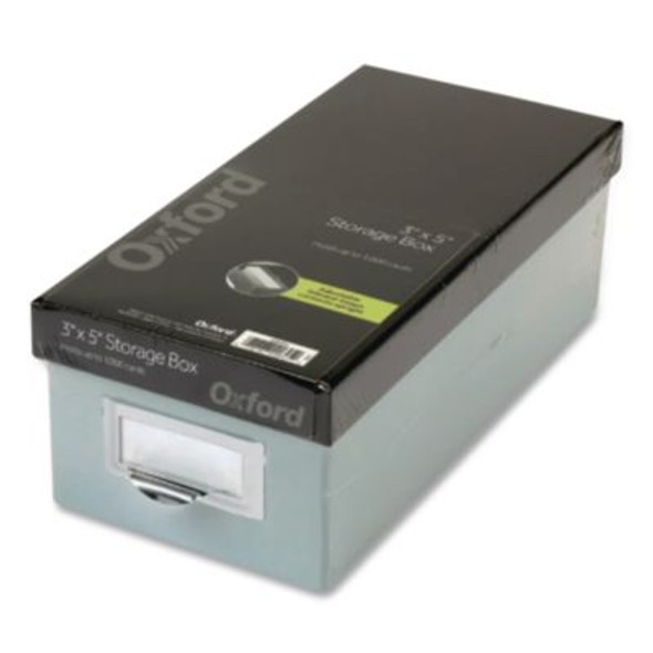 Index Card Storage Box, Holds 1,000 3 X 5 Cards, 5.5 X 11.5 X 3.88, Pressboard, Blue Fog/Black