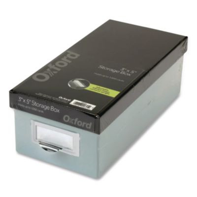 Index Card Storage Box, Holds 1,000 3 X 5 Cards, 5.5 X 11.5 X 3.88, Pressboard, Blue Fog/Black