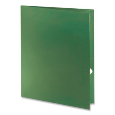 Metallic Laminated Twin Pocket Folders, Accommodates (100) 11 x 8.5 Sheets, Green, 25/Box
