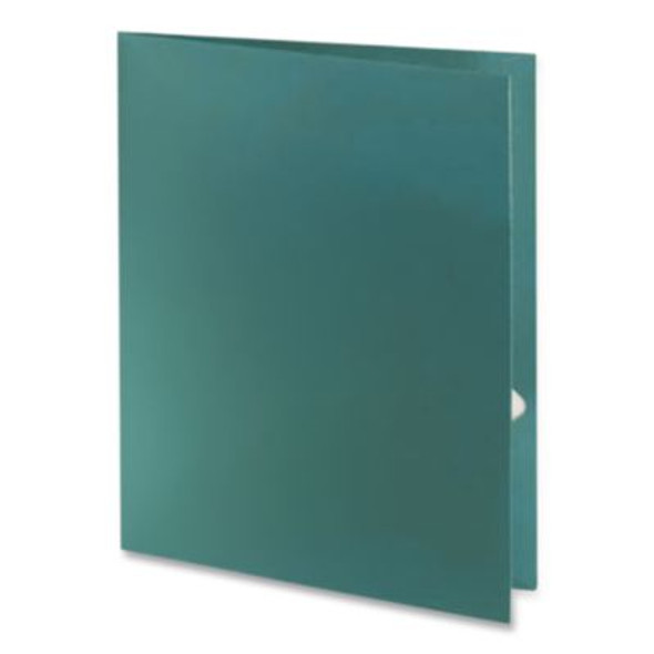 Two-Pocket Laminated Folder, 100-Sheet Capacity, 11 X 8.5, Metallic Teal, 25/Box