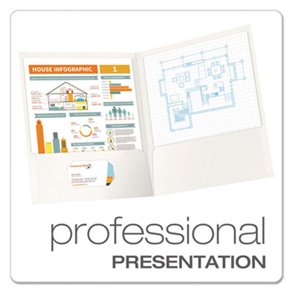 Laminated Twin Pocket Folders, Accommodates (100) 11 x 8.5 Sheets, White, 25/Box