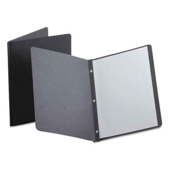 Title Panel And Border Front Report Cover, Three-Prong Fastener, 0.5" Capacity, 8.5 X 11, Black/Black, 25/Box