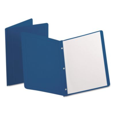 Title Panel And Border Front Report Cover, Three-Prong Fastener, 0.5" Capacity, Dark Blue/Dark Blue, 25/Box