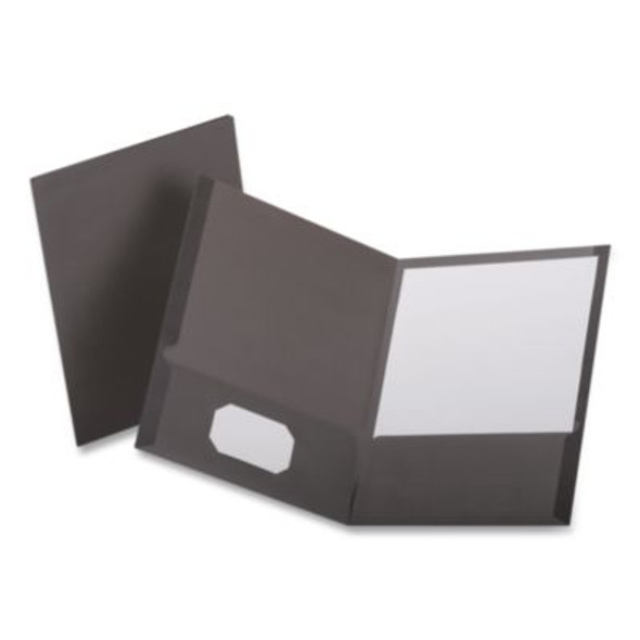 Linen Finish Twin Pocket Folders, 100-Sheet Capacity, 11 X 8.5, Black, 25/Box