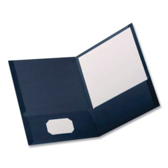 Linen Finish Twin Pocket Folders, 100-Sheet Capacity, 11 X 8.5, Navy, 25/Box