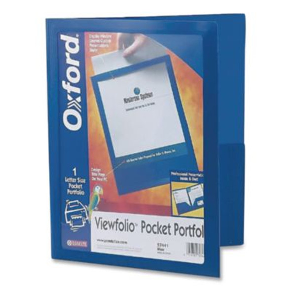 Viewfolio Polypropylene Portfolio, 100-Sheet Capacity, 11 X 8.5, Clear/Blue