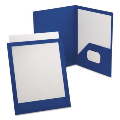 Viewfolio Poly Twin-Pocket Folders, Accommodates (100) 11 x 8.5 Sheets, Clear Front Cover, Blue Back Cover