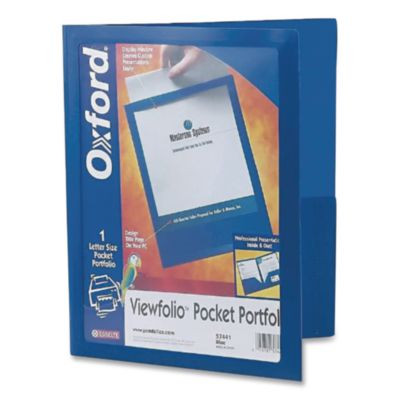 Viewfolio Poly Twin-Pocket Folders, Accommodates (100) 11 x 8.5 Sheets, Clear Front Cover, Blue Back Cover