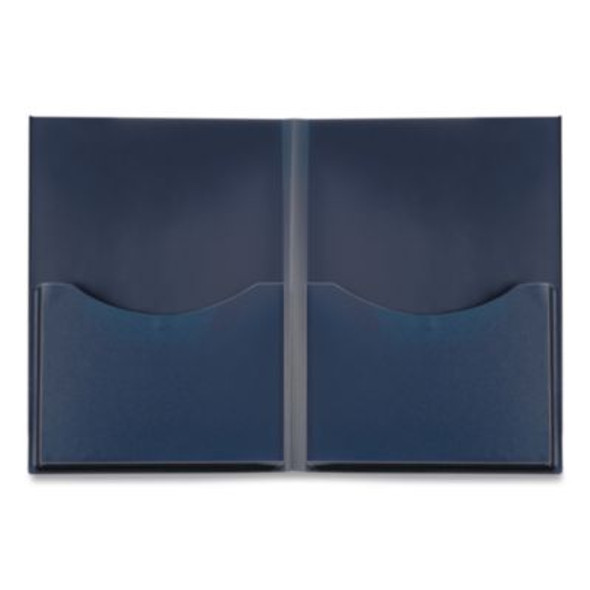 Poly Double Stuff Gusseted 2-Pocket Folder, 200-Sheet Capacity, 11 X 8.5, Navy