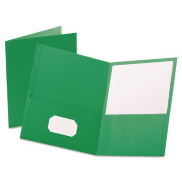 Twin-Pocket Folder, Embossed Leather Grain Paper, 0.5" Capacity, 11 X 8.5, Light Green, 25/Box