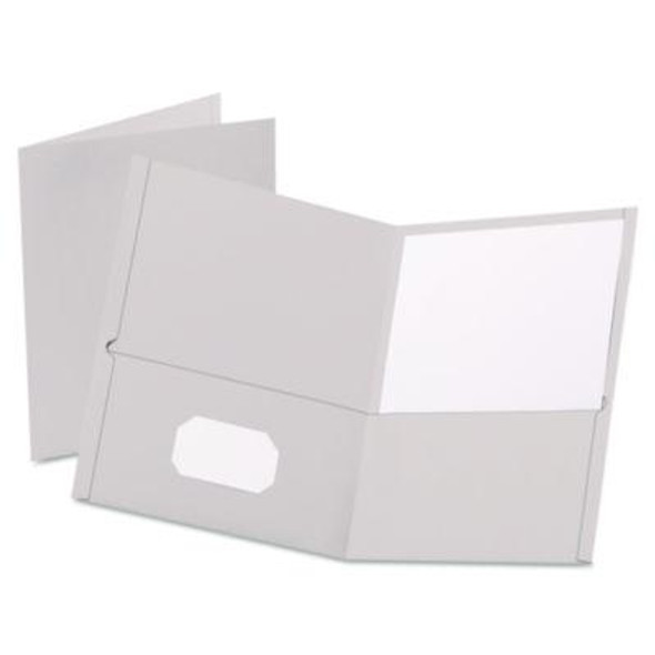 Twin-Pocket Folder, Embossed Leather Grain Paper, 0.5" Capacity, 11 X 8.5, Gray, 25/Box