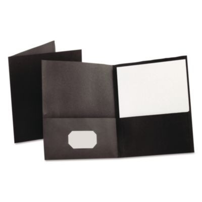 Twin-Pocket Folder, Accommodates (100) 11 x 8.5 Sheets, Black, 25/Box