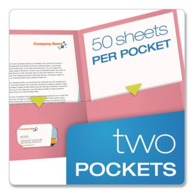 Twin-Pocket Folder, Accommodates (100) 11 x 8.5 Sheets, Pink, 25/Box