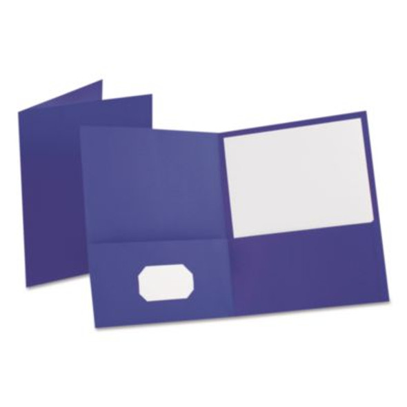 Leatherette Two Pocket Portfolio, 8.5 X 11, Purple/Purple, 10/Pack