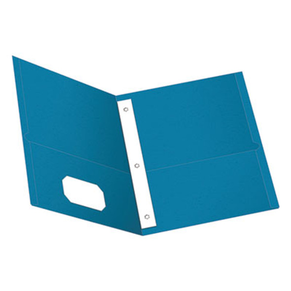 Twin-Pocket Folders With 3 Fasteners, 0.5" Capacity, 11 X 8.5, Light Blue, 25/Box