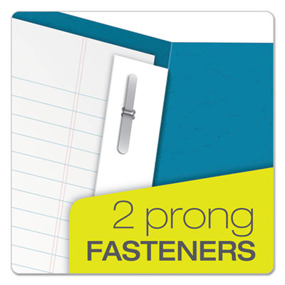 Twin-Pocket Folder With Prong Fasteners, Accommodates (135) 11 x 8.5 Sheets, Light Blue, 25/Box