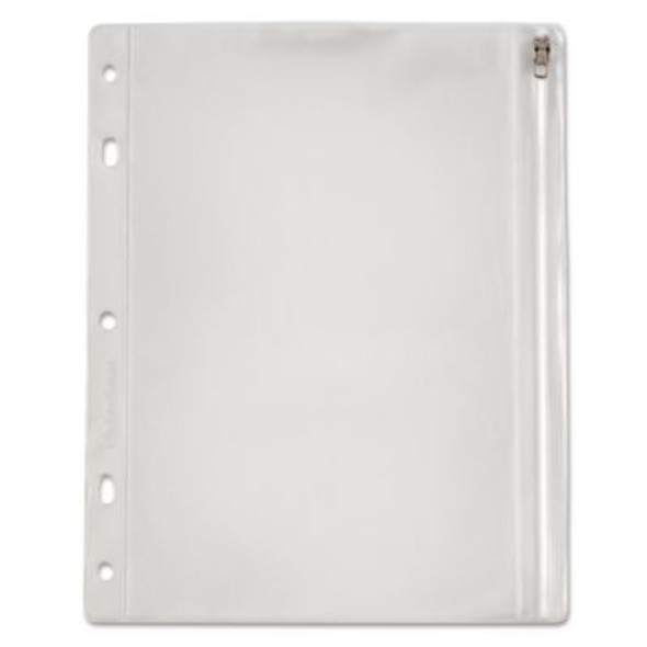 Zipper Binder Pocket, 2- To 5-Hole Punched, 8" x 10.5", Clear