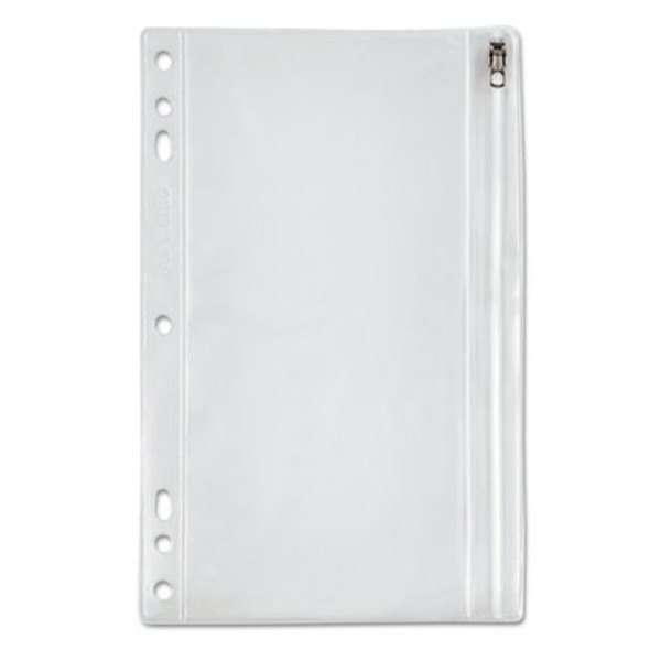 Zipper Binder Pocket, 2- To 5-Hole Punched, 6" x 9.5", Clear