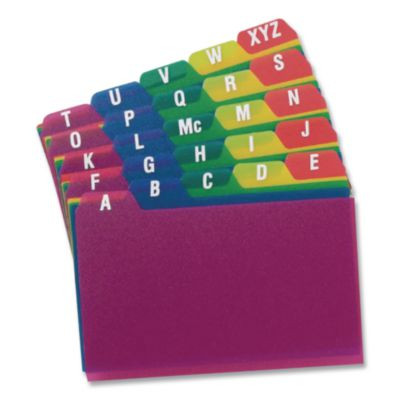 Durable Poly A-Z Card Guides, 1/5-Cut Top Tab, A To Z, 5 X 8, Assorted Colors, 25/Set