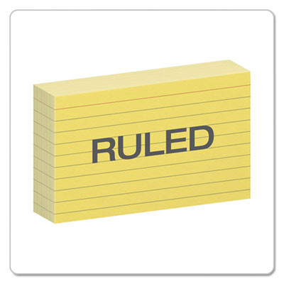 Ruled Index Cards, 3 X 5, Canary, 100/Pack