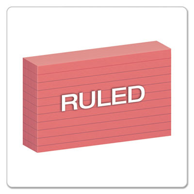 Ruled Index Cards, 3 X 5, Cherry, 100/Pack