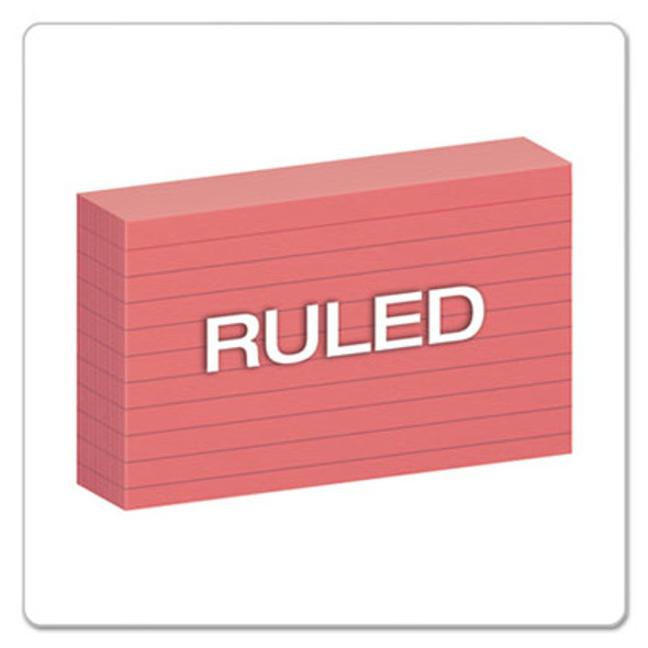 Ruled Index Cards, 3 X 5, Cherry, 100/Pack