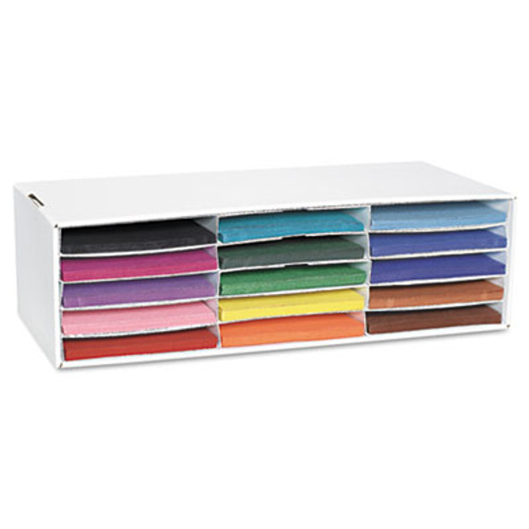 Classroom Keepers Letter-Size Construction Paper Sorter/Storage Box, 15 Compartments, 29.25 x 12.88 x 9.38, White